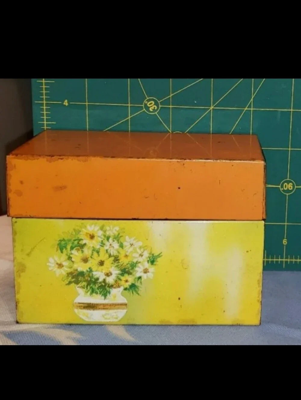 Vintage Ohio Art Metal Recipe Box With Floral Design